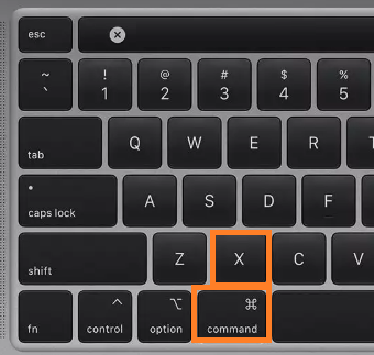 macOS Cut command plus x button